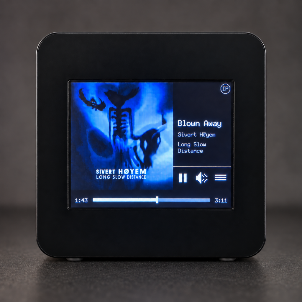 PIXIS Volumio LCD streaming player with landscape album artwork and touch controls